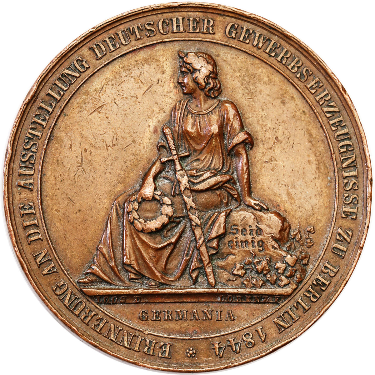 Niemcy, Prusy. Fryderyk Wilhelm IV. Medal Wystawa Rzemieślnicza,  Berlin 1844, brąz